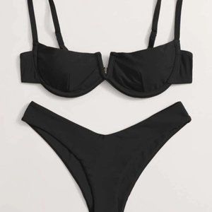 V Wired Underwire High Cut Bikini Swimsuit